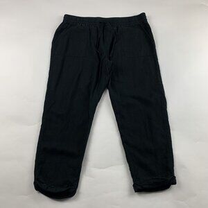 Old Navy Black Linen Blend Pull On Ankle Pant M